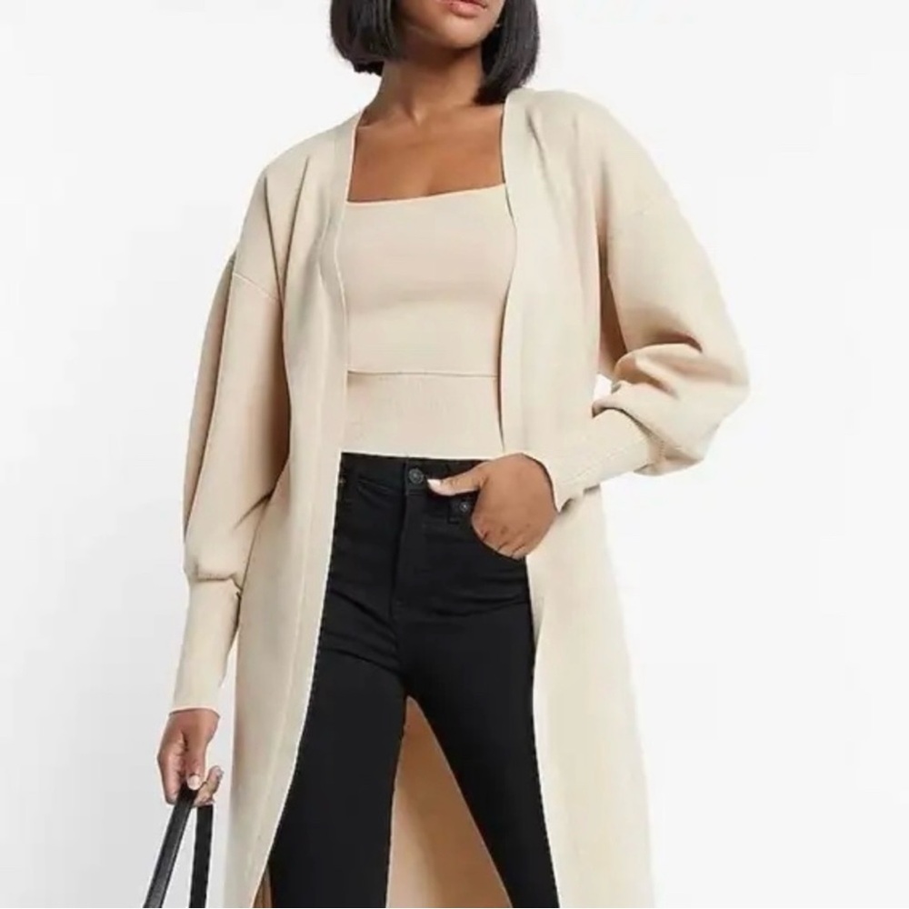 Tie Belted Duster Cardigan Sandshell XS